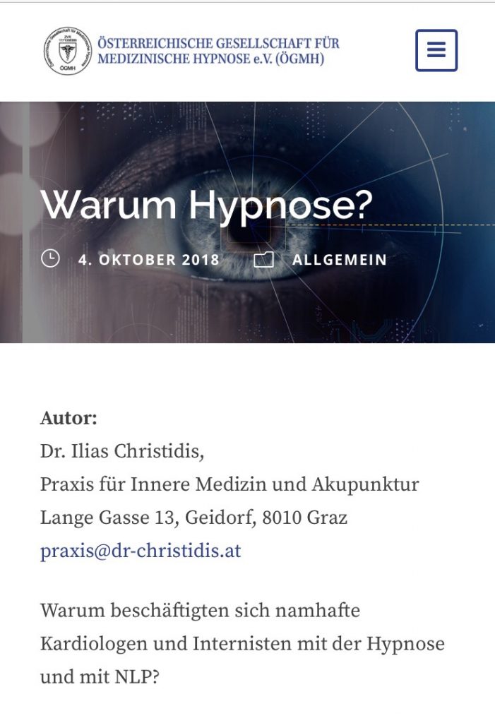 Warum verwende ich die wirkungsvolle Methode der Hypnose ?